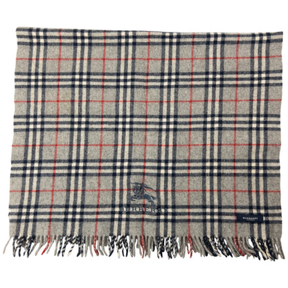Vintage Burberry Embroidered Nova Check Tassel Scarf