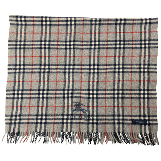 Vintage Burberry Embroidered Nova Check Tassel Scarf