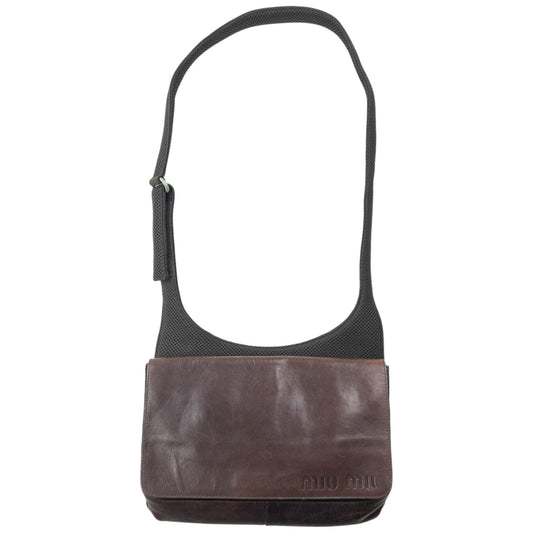 Vintage 1999 Miu Miu Leather And Mesh Crossbody Bag