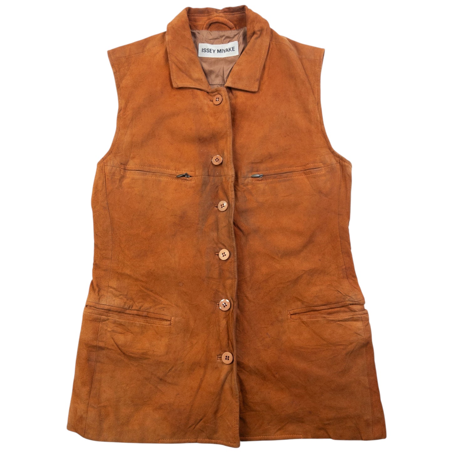 Vintage 90s Issey Miyake Suede Waistcoat Womens Size L
