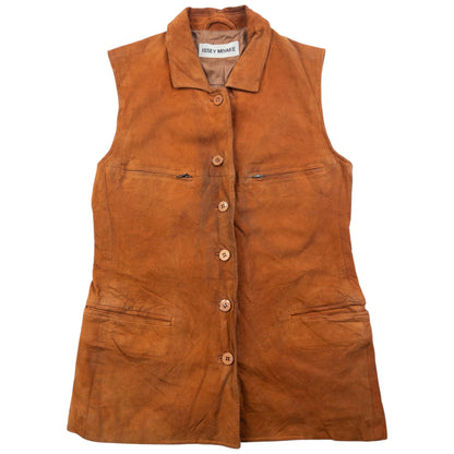 Vintage 90s Issey Miyake Suede Waistcoat Womens Size L