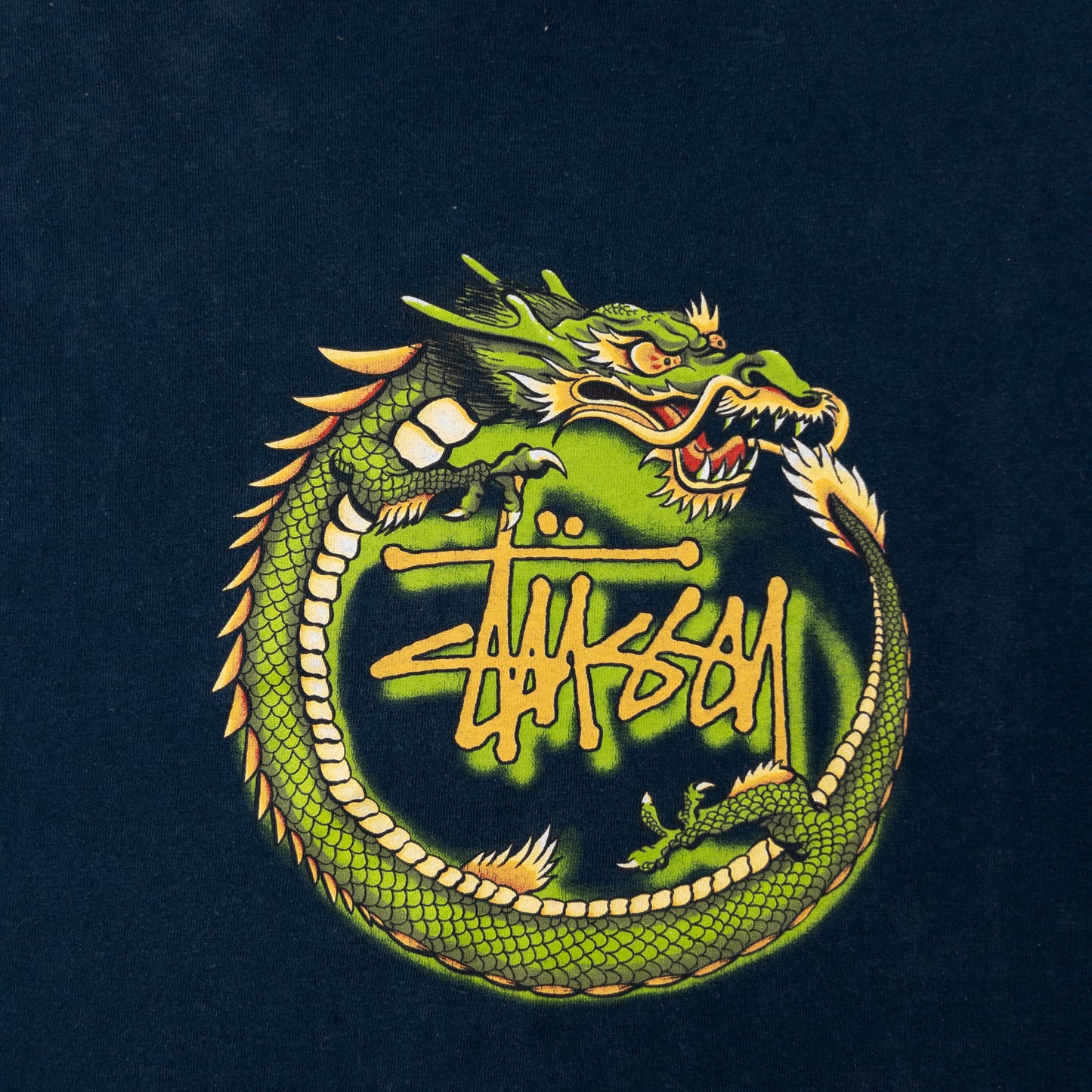 Vintage Stussy Graphic Dragon T Shirt Size S