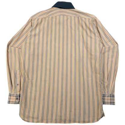 Vintage 2000s Burberry Nova Check Stripe Long Sleeve Button Up Shirt Size M