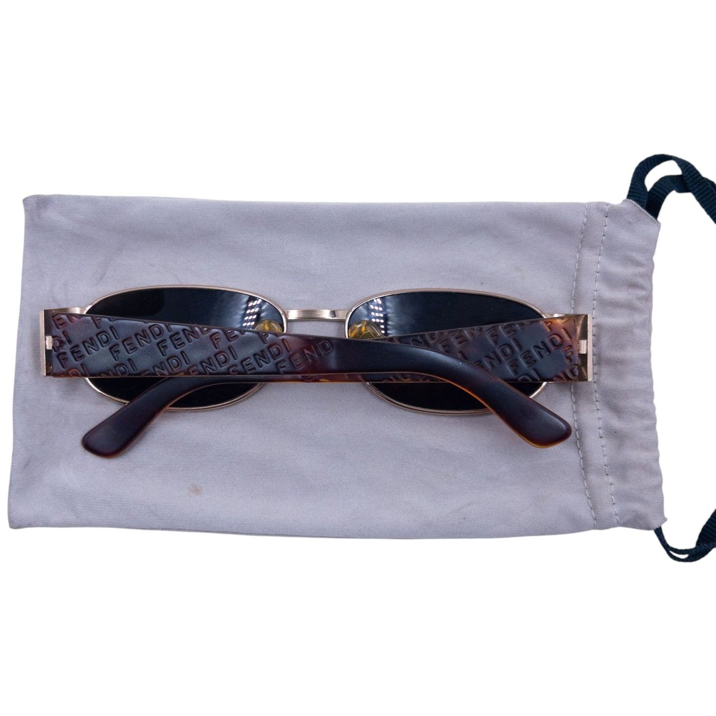 Vintage 90s Fendi Embossed Monogram Tortoise Shell Sunglasses