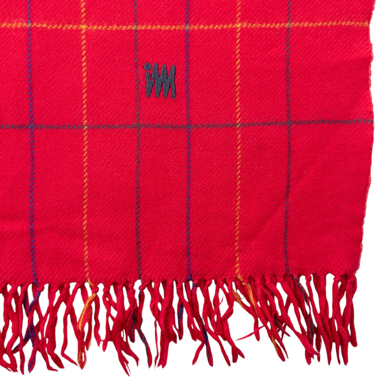 Vintage 2000s Issey Miyake Checkered Wool Tassel Scarf