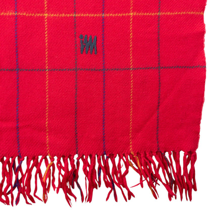 Vintage 2000s Issey Miyake Checkered Wool Tassel Scarf