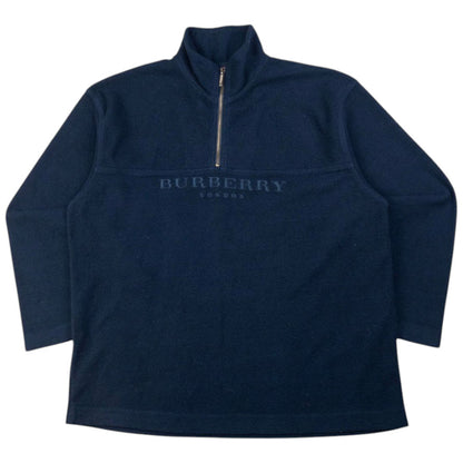 Vintage Burberry Embroidered Q Zip Fleece Sweatshirt Size M