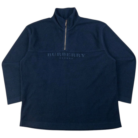 Vintage Burberry Embroidered Q Zip Fleece Sweatshirt Size M