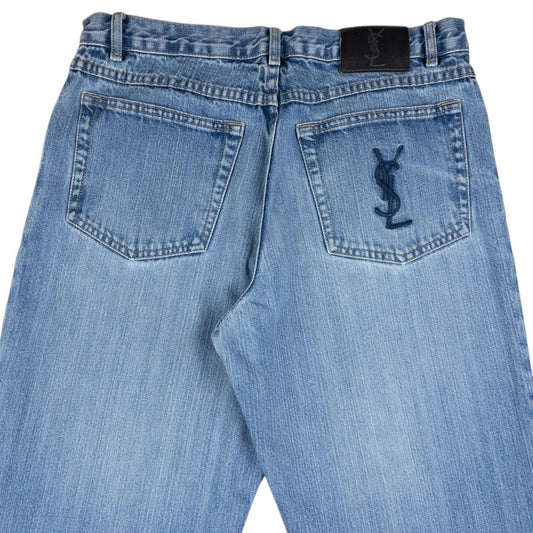 Vintage YSL Yves Saint Laurent Embroidered Denim Jeans Size W31
