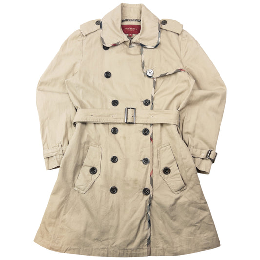 Vintage 2000s Burberry Nova Check Lined Belted Trench Jacket Womens Size M