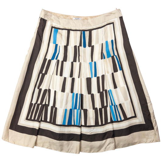 Vintage Miu Miu Pleated Pattern Silk Skirt Womens Size W28