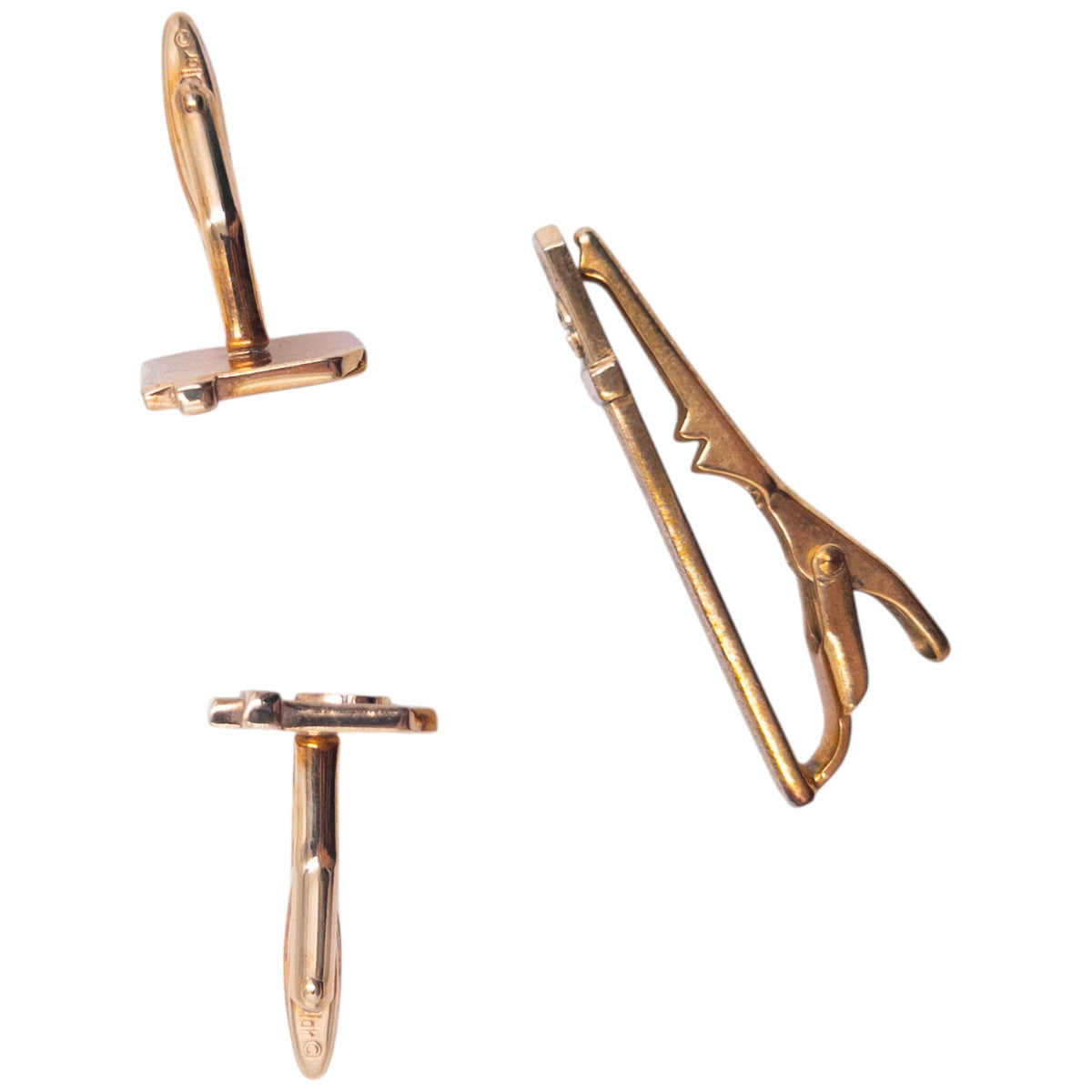 Vintage 90s Dior Embossed Cufflinks & Tie Clip Set