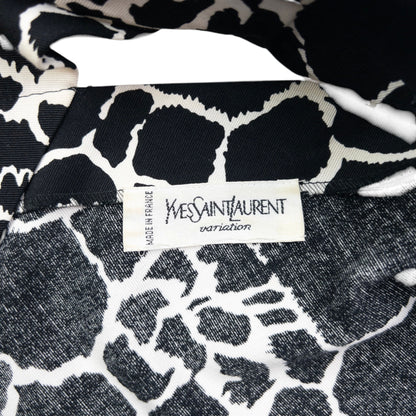 Vintage 80s YSL Yves Saint Laurent Giraffe Print Belt Waist Dress Womens Size L