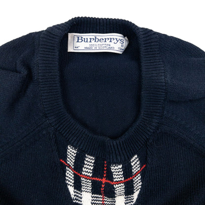 Vintage Burberry Nova Check Detail Knit Jumper Size M