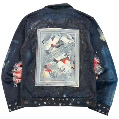Vintage 2000s PPFM Embellished Denim-Look Print Jacket Womens Size M