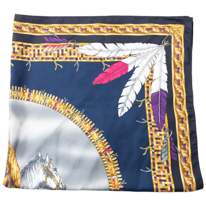 Versace Native American Print Silk Scarf