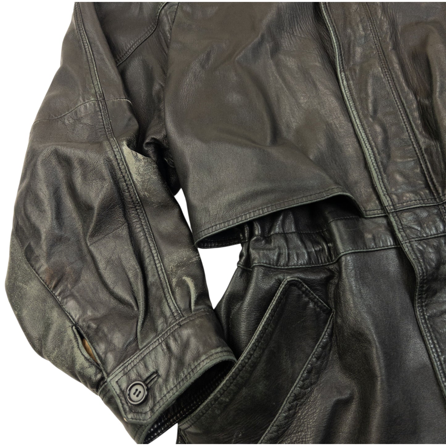 Vintage 90s Burberry Nova Check Lined Leather Jacket Size M