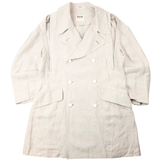 Vintage 80s Yohji Yamamoto Regulation Zip Detail Linen Trench Jacket Size XL