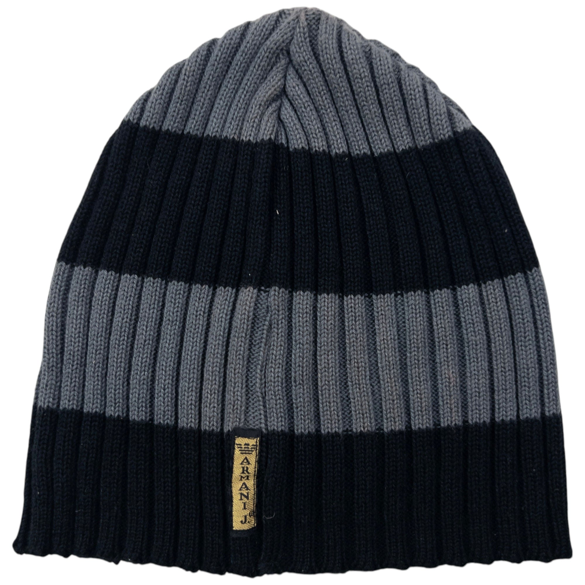 Vintage 2000s Armani Jeans Ribbed Stripe Beanie Hat
