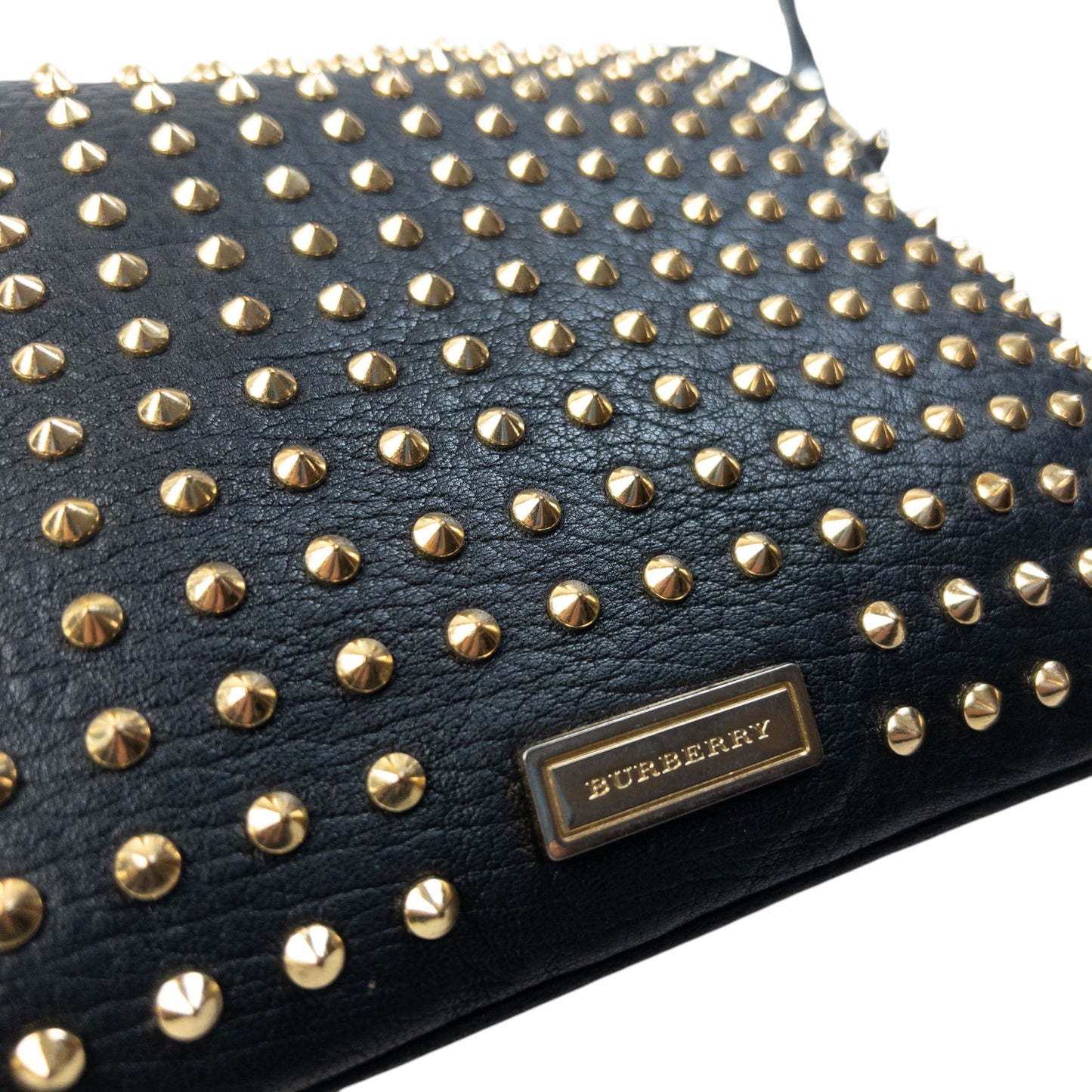 Vintage 2000s Burberry Studded Leather Crossbody Bag