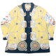 Vintage 80s Burberry Nautical Rope Ship Long Sleeve Button Up Silk Shirt Size L