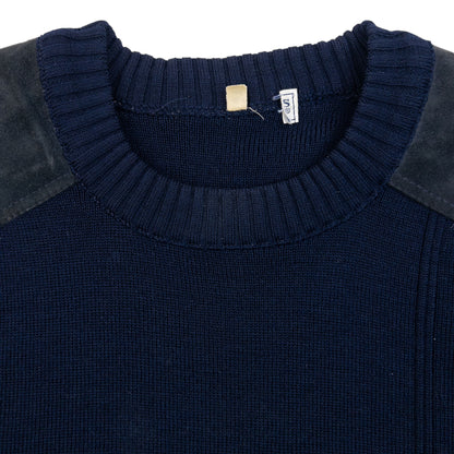 Vintage 90s Burberry Suede Patch Wool Jumper Size L
