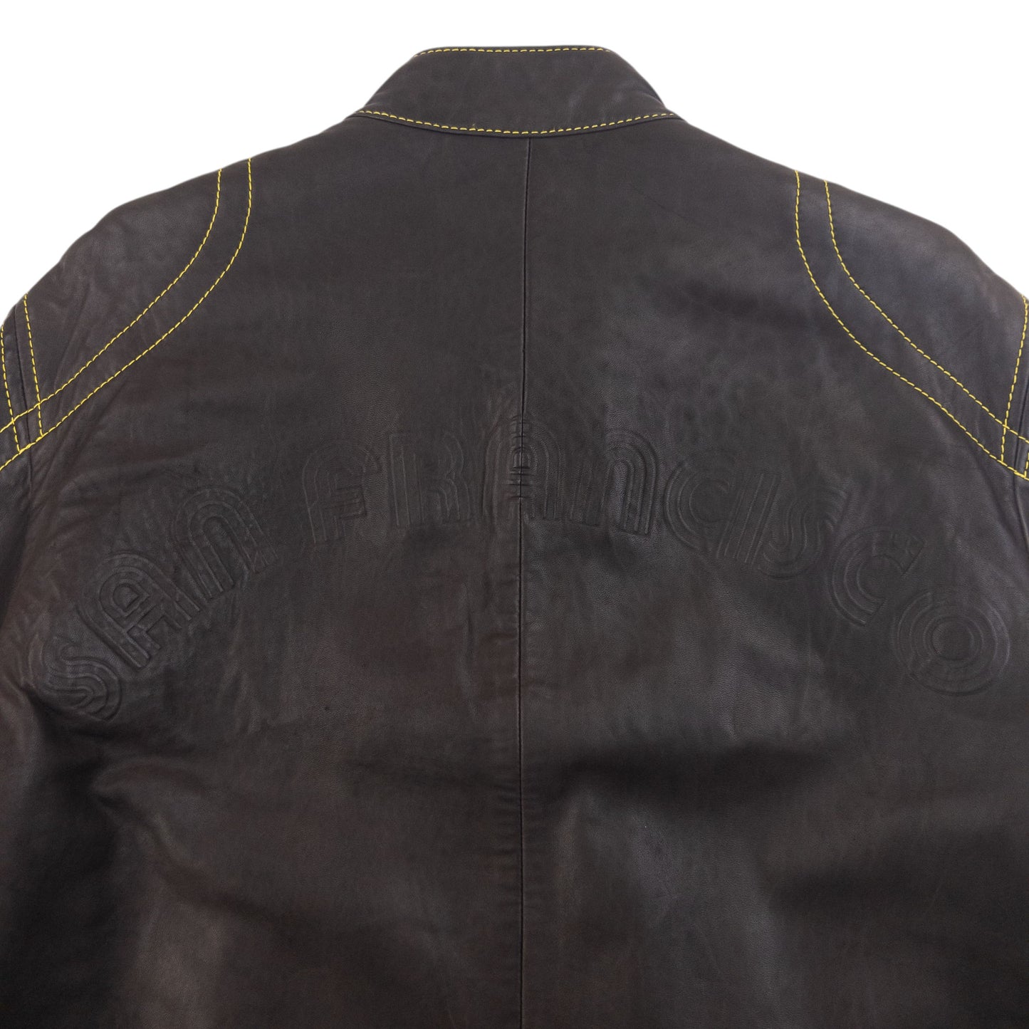 Vintage 90s Hugo Boss Contrast Stitching  Leather Jacket Size L