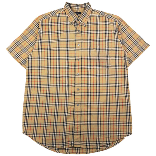 Vintage Burberry Nova Check Short Sleeve Button Up Shirt Size L