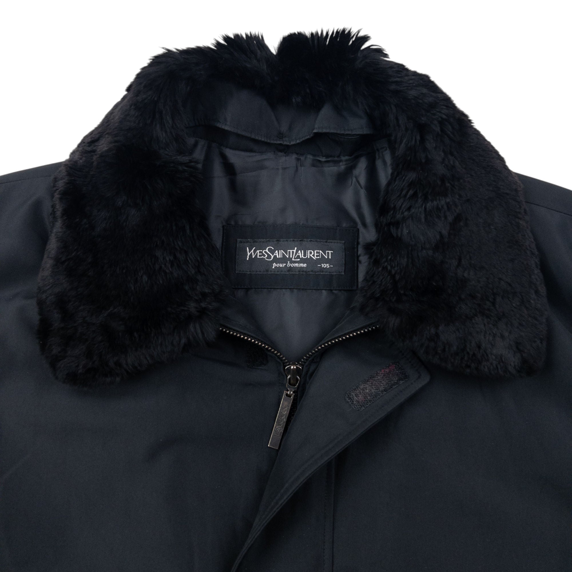 Vintage 90s YSL Yves Saint Laurent Fur Collar Jacket Size XL