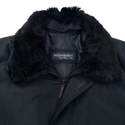 Vintage 90s YSL Yves Saint Laurent Fur Collar Jacket Size XL