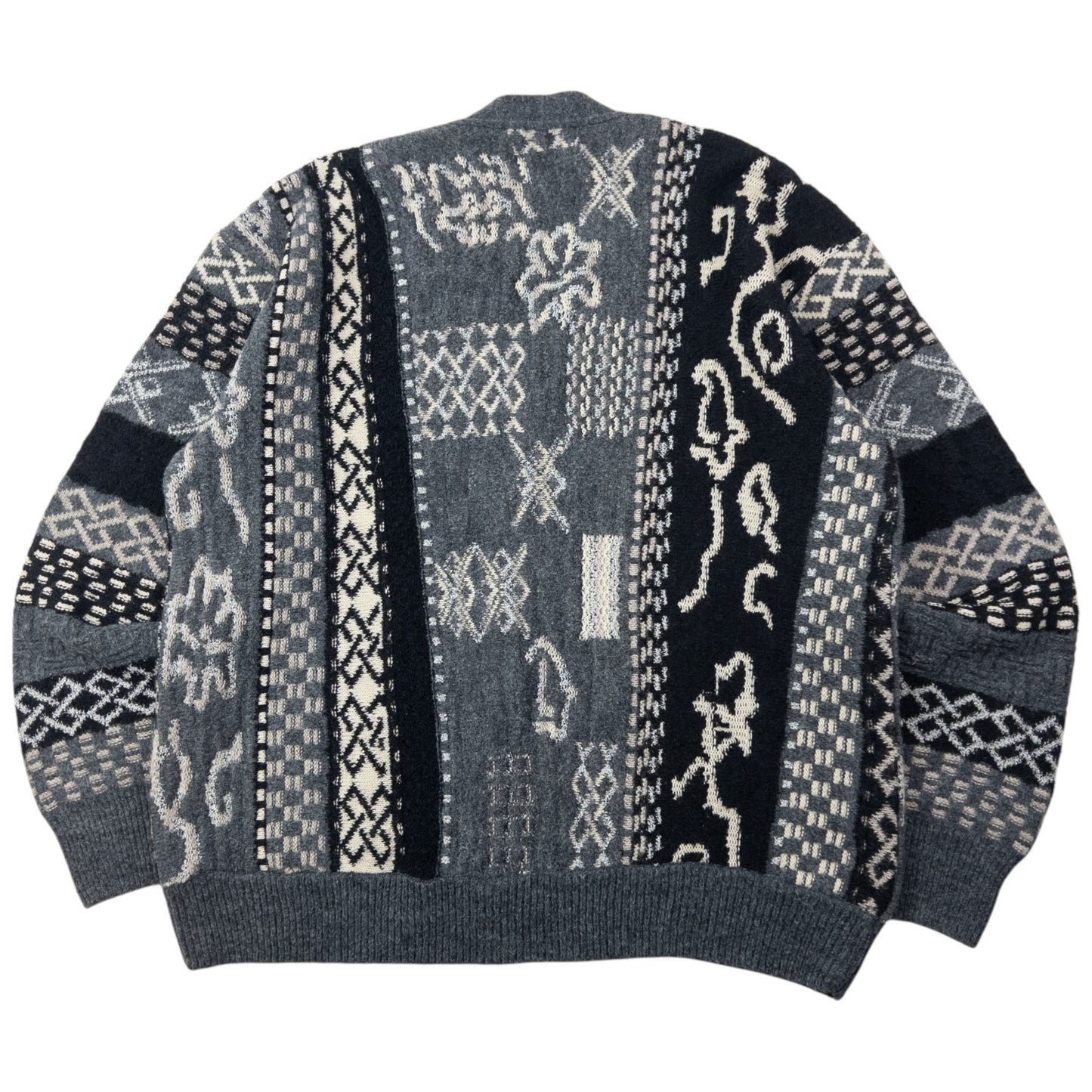 Vintage 90s Hugo Boss Pattern Wool Knit Cardigan Size L
