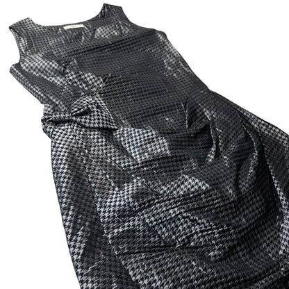 Vintage Prada Houndstooth Ruched Bow Dress Womens Size M