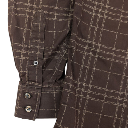 Vintage Burberry Nova Check Monogram Long Sleeve Button Up Shirt Size M
