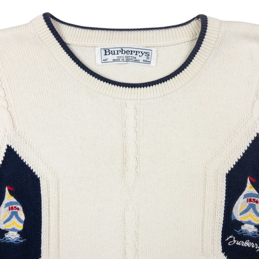 Vintage Burberry Embroidered Knit Jumper Size M