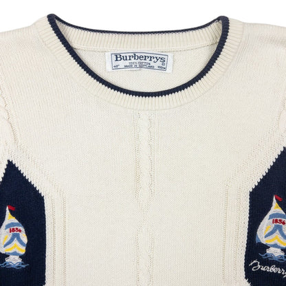 Vintage Burberry Embroidered Knit Jumper Size M