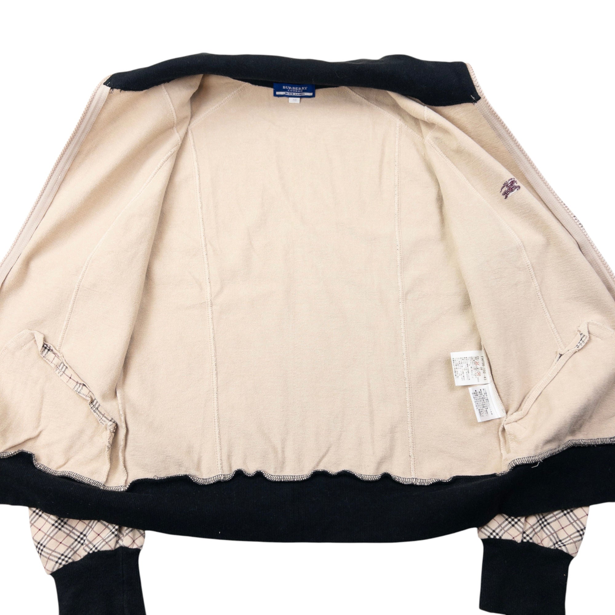 Vintage Burberry Blue Label Nova Check Zip Up Sweatshirt Womens Size S