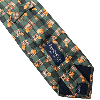 Vintage Burberry Nova Check Shell Pattern Silk Tie