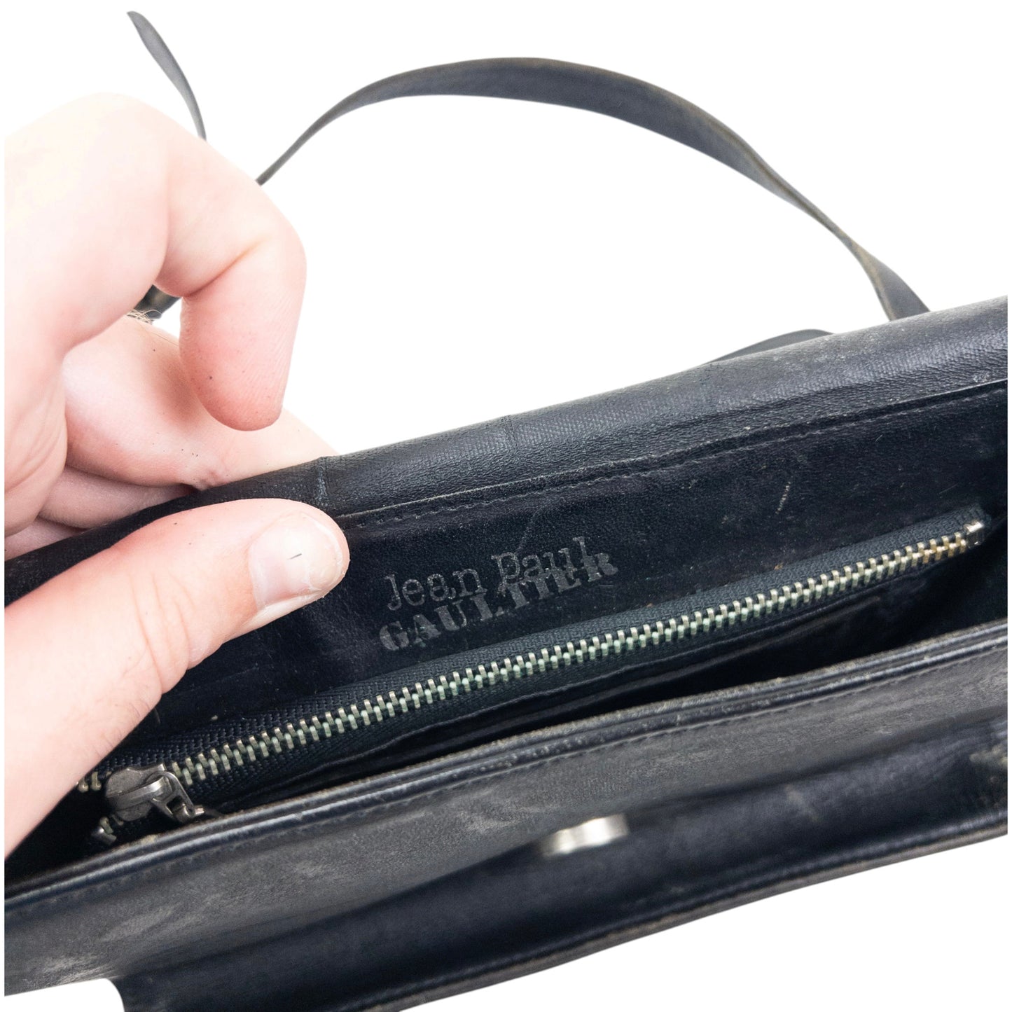 Vintage 2000s Jean Paul Gaultier Embossed Leather Crossbody Bag