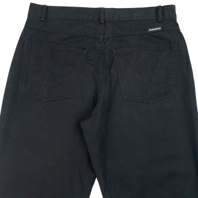 Vintage 2000s YSL Yves Saint Laurent Trousers in black (cotton), embroidered pocket detail