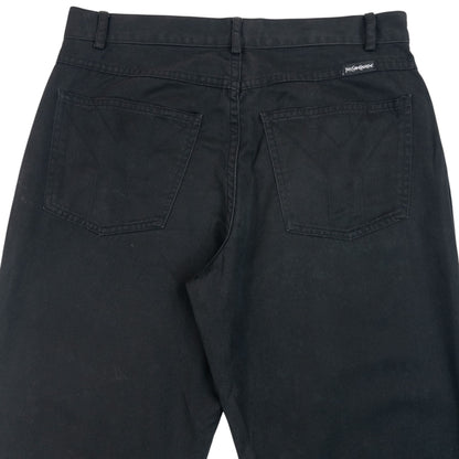 Vintage 2000s YSL Yves Saint Laurent Trousers in black (cotton), embroidered pocket detail