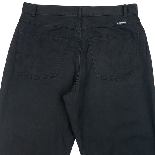 Vintage 2000s YSL Yves Saint Laurent Trousers in black (cotton), embroidered pocket detail