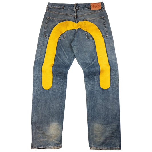 Vintage Evisu Embroidered Daicock Japanese Denim Jeans Size W36