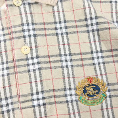 Vintage 90s Burberry Nova Check Long Sleeve Polo Shirt Size M