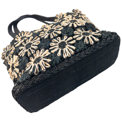 Vintage 2000s Yohji Yamamoto Floral Raffia Woven Shoulder Bag
