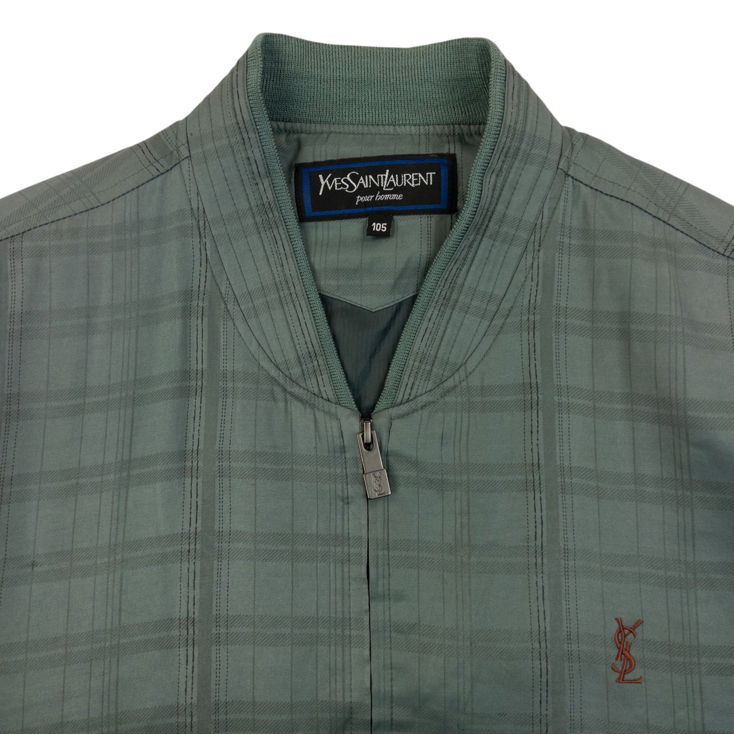Vintage 90s YSL Yves Saint Laurent Checkered Bomber Jacket Size M