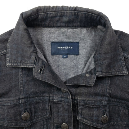 Vintage 2000s Burberry Nova Check Button Up Denim Jacket Womens Size S