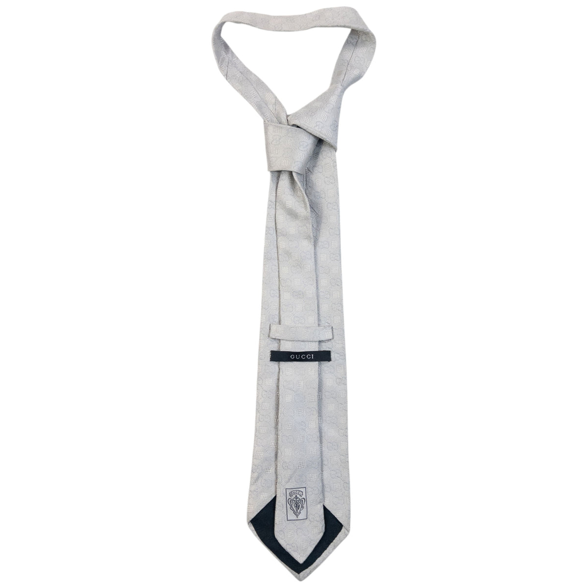 Vintage 2000s Gucci Monogram Silk Tie in grey, photo 3