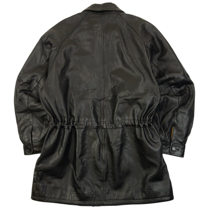 Vintage 90s Burberry Nova Check Lined Leather Jacket Size XL