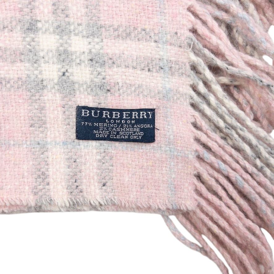 Vintage Burberry Nova Check Tassel Trim Knit Scarf
