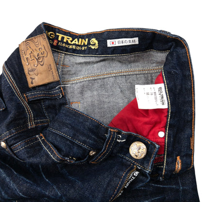 Vintage Big Train Embroidered Dragon Japanese Denim Jeans Size W30